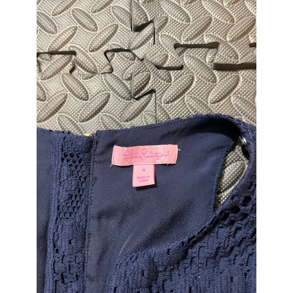 Lilly Pulitzer Navy Augusta Lace Mini Shift Dress Size 8 Womens - Picture 3 of 10